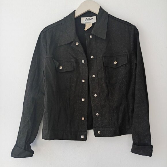 Claude Montana Paris Black Denim Snap-Front Jacket – IT 46 (US approx M/L) - Picture 1 of 8